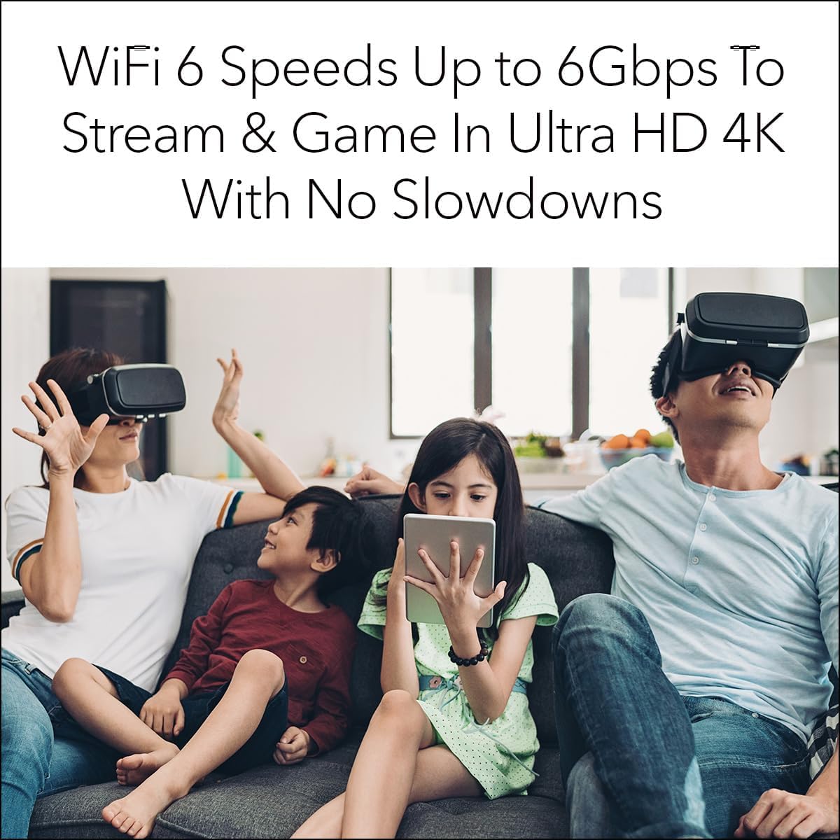 NETGEAR Nighthawk CAX80 WiFi 6 signals delivering AX6000 performance across the home