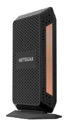 Netgear Nighthawk CM1100 front view with LED indicators and compact modem design.