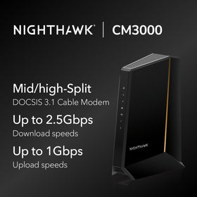 CM3000 back ports highlight multi-gig ethernet options for future-proof connections.