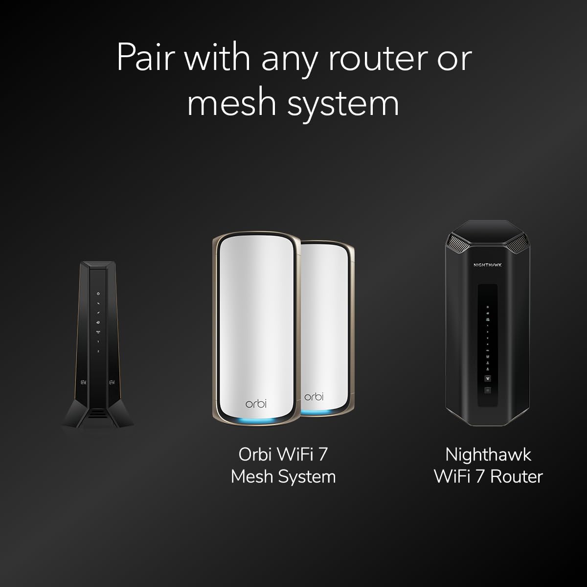 CM3000 integrated with an Orbi system for whole-home coverage.