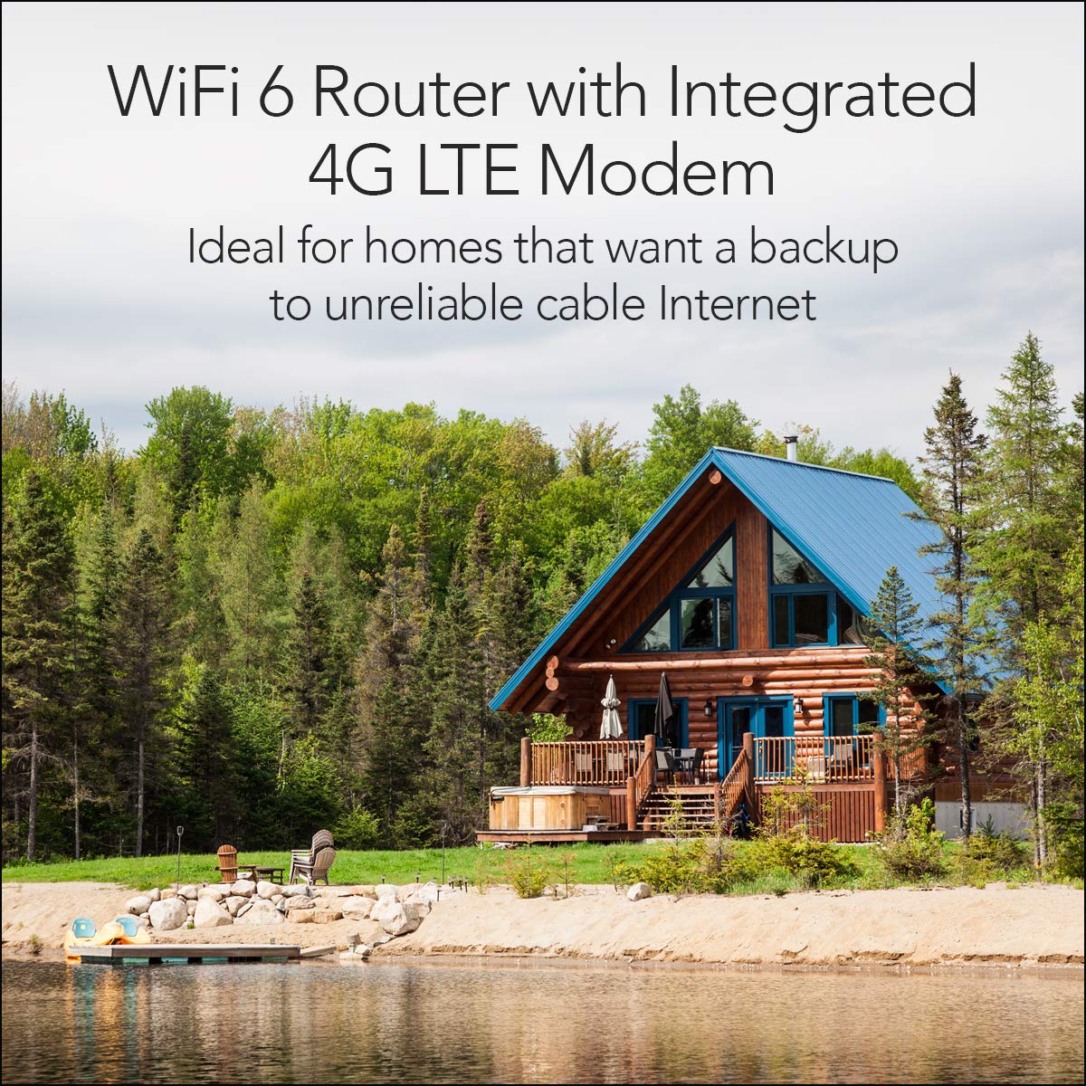 NETGEAR Nighthawk LAX20 modem back panel with SIM card slot for 4G LTE backup.