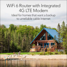 NETGEAR Nighthawk LAX20 modem back panel with SIM card slot for 4G LTE backup.