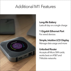 NETGEAR Nighthawk M1 external antenna image shows improved signal reception.