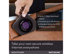 NETGEAR Nighthawk M1 compact design highlights portable hotspot for travel.