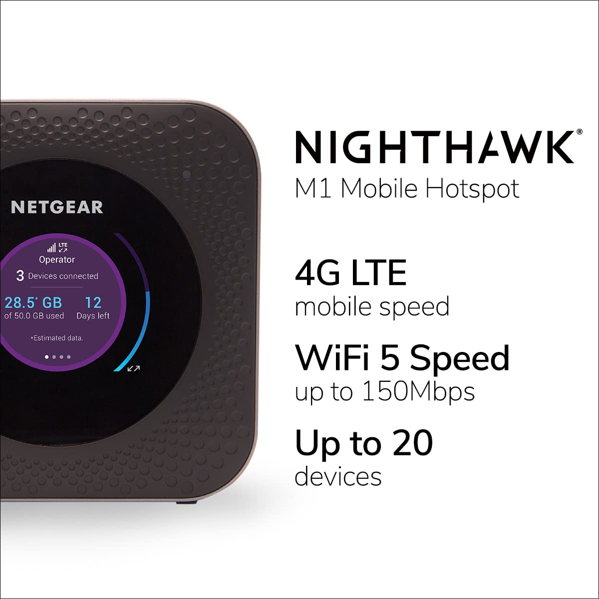 NETGEAR Nighthawk M1 on the move demonstrates connection sharing with up to 20 devices.