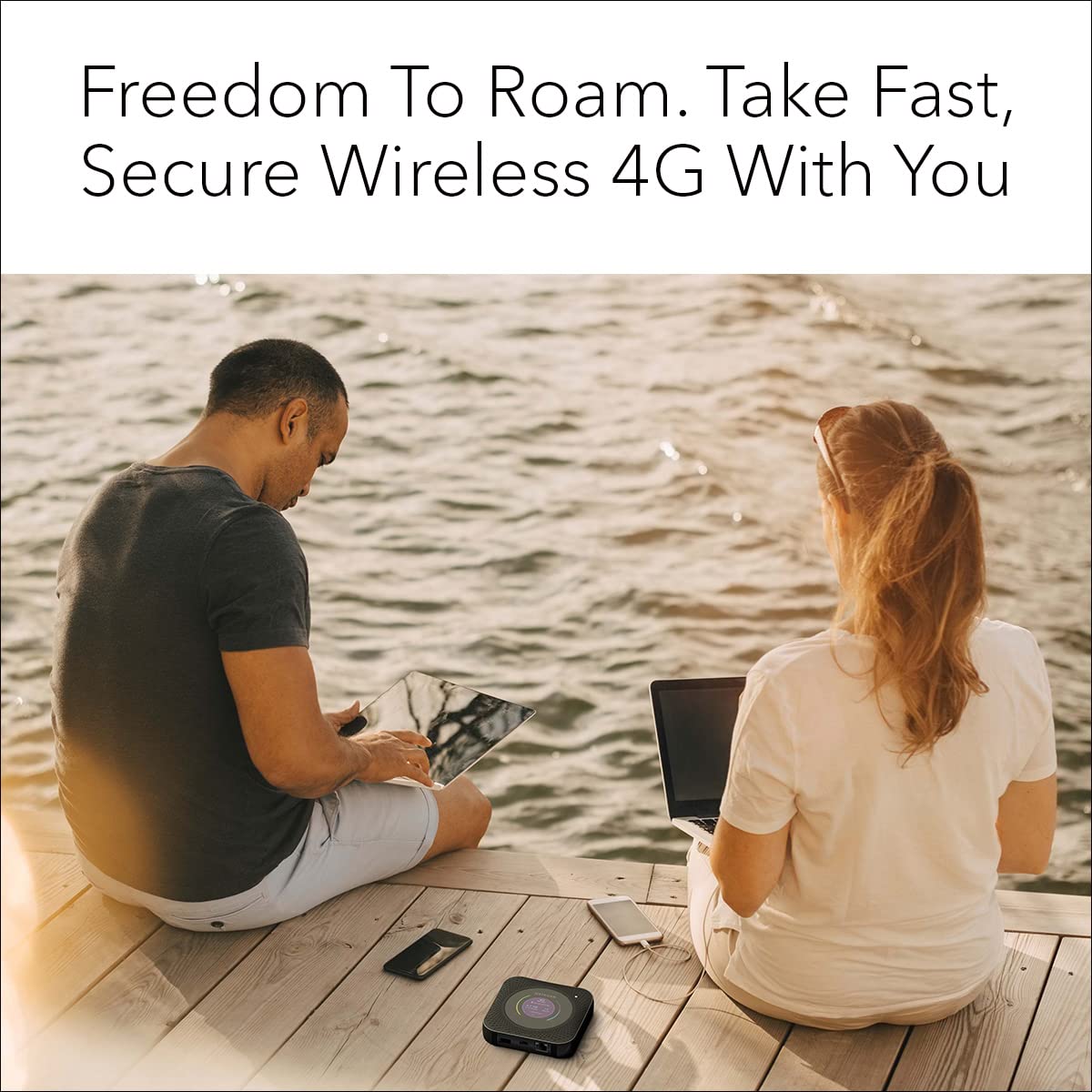 NETGEAR Nighthawk M1 WiFi coverage image emphasizes dual-band connectivity.