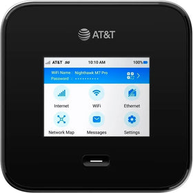 NETGEAR Nighthawk M7 Pro front view, portable hotspot ready for travel