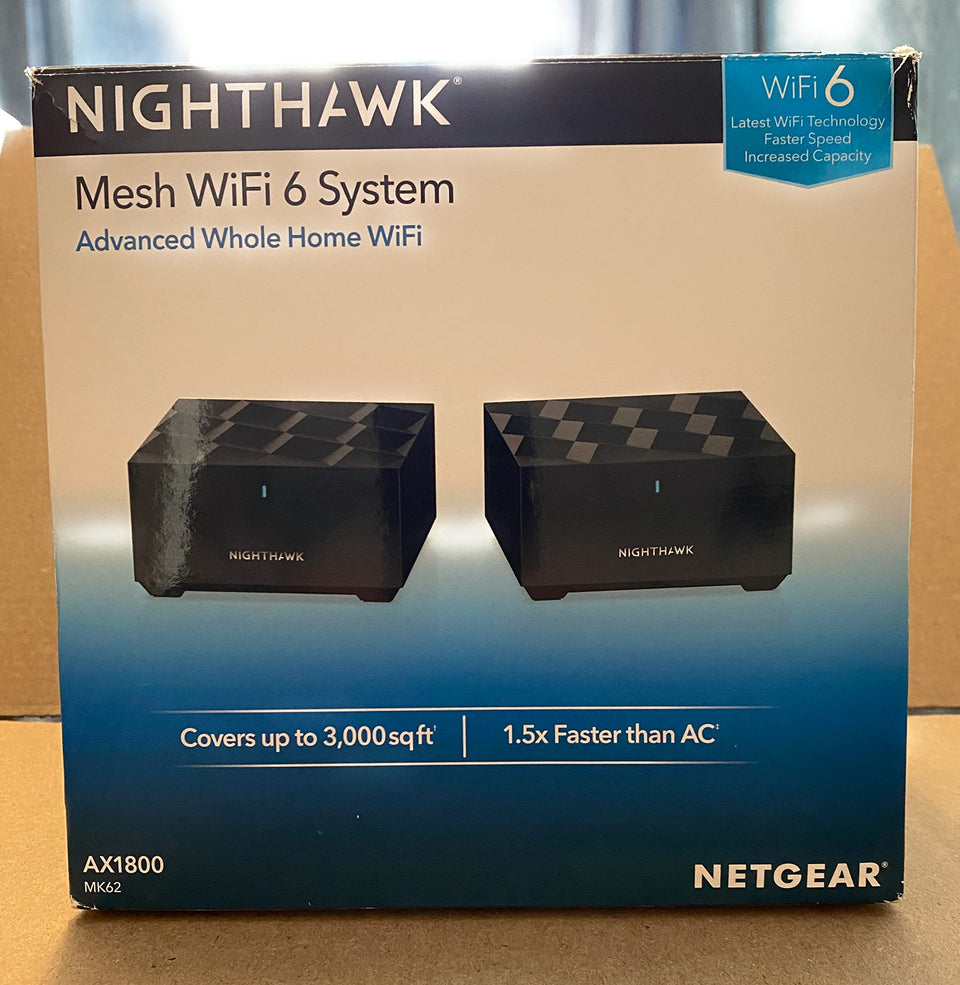 NETGEAR Nighthawk MK62 router front view showing strong home WiFi coverage