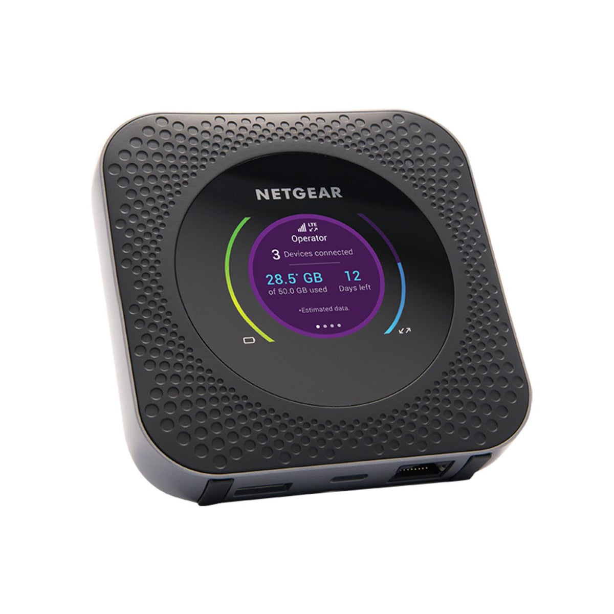 NETGEAR Nighthawk MR1100 front view showing compact design and dual-band capability.