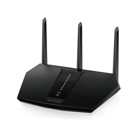 NETGEAR Nighthawk front view showing sleek design and signal strength benefit
