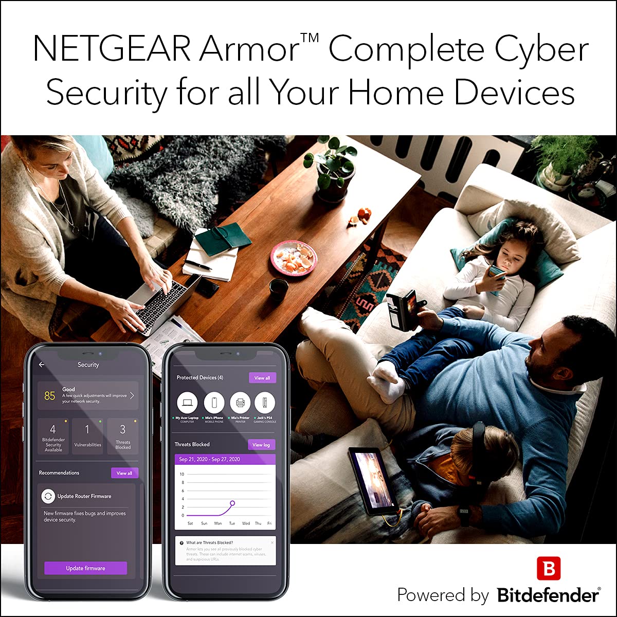 NETGEAR Nighthawk placed in living room improving whole‑home WiFi benefit