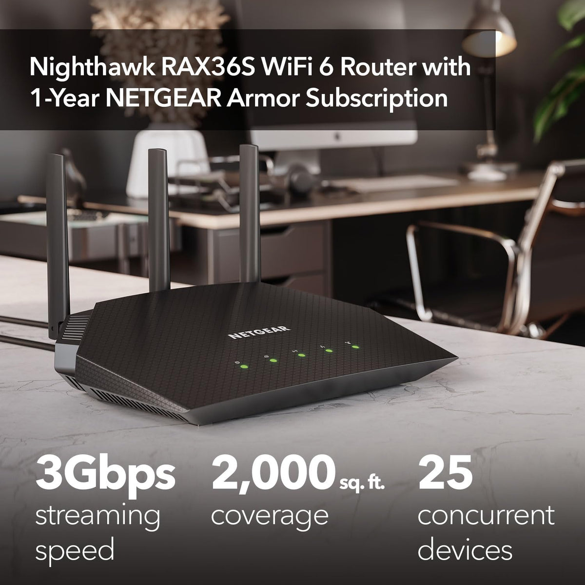 NETGEAR Nighthawk RAX36S back ports provide easy wired connections for devices