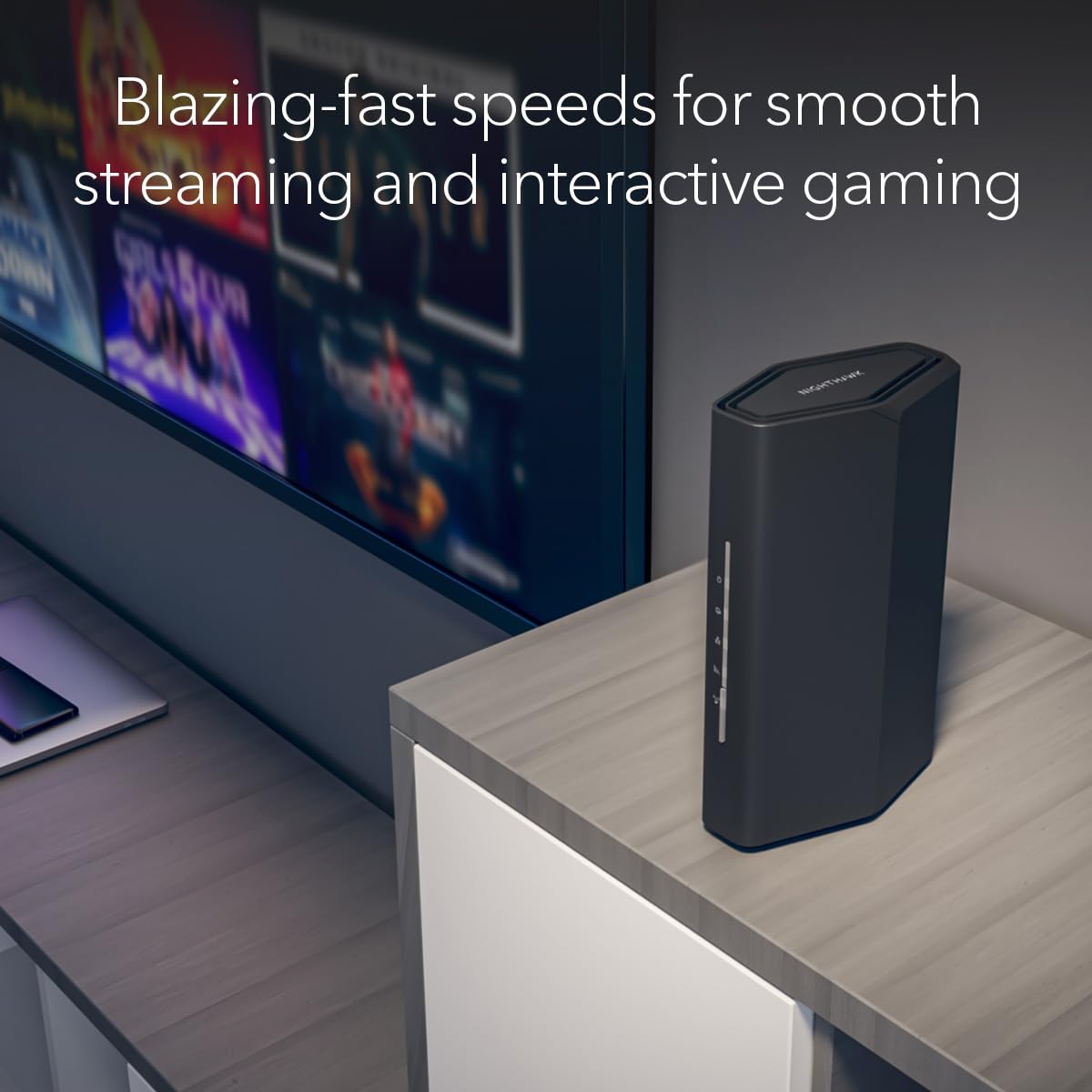 NETGEAR Nighthawk RS100 compact dimensions fit neatly on a shelf