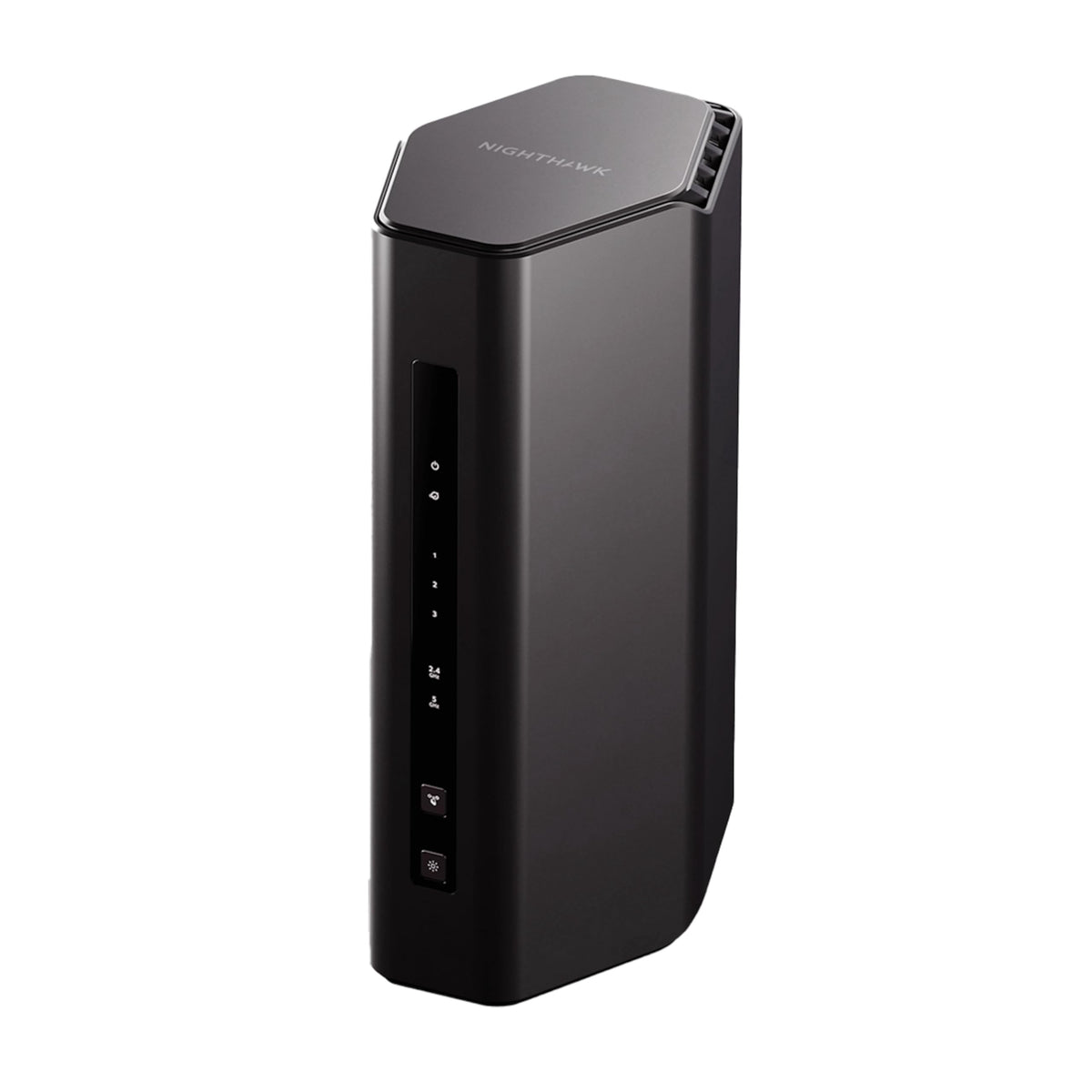NETGEAR Nighthawk RS140 front view highlighting sleek design and fast WiFi 7 for gaming.