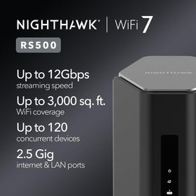 NETGEAR RS500 antenna array demonstrates wide coverage for large spaces.
