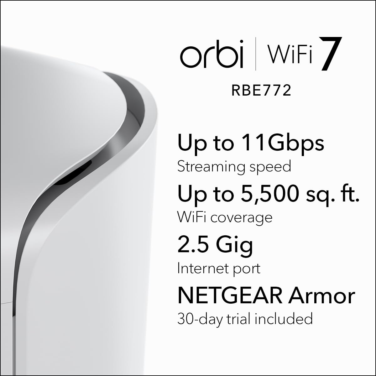 NETGEAR Orbi 770 router back ports show 2.5 Gb WAN for high-speed Internet