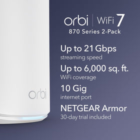 NETGEAR Orbi 870 satellite extender side view extends coverage to every room.