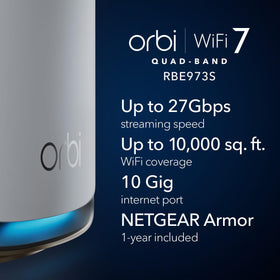 NETGEAR Orbi 970 back panel shows ports for fast connections and expandability