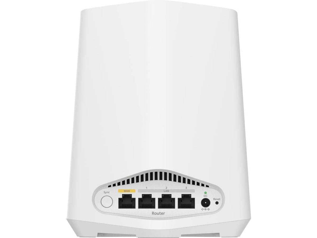 NETGEAR Orbi Pro WiFi 6 Mini satellite unit expanding device capacity and room coverage.