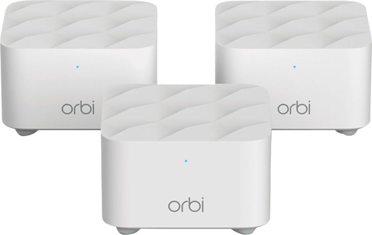 NETGEAR Orbi RBK13 front unit showing compact router design and easy placement benefit