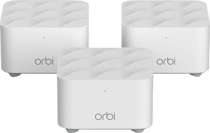 NETGEAR Orbi RBK13 front unit showing compact router design and easy placement benefit