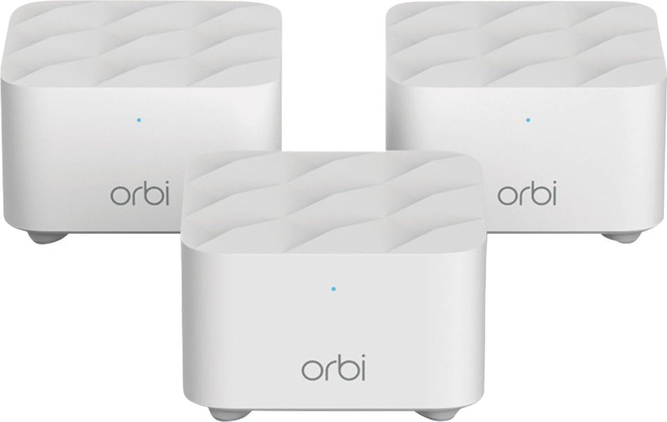 NETGEAR Orbi RBK13 front unit showing compact router design and easy placement benefit