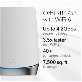 Netgear Orbi RBK753 extender extending mesh to distant rooms