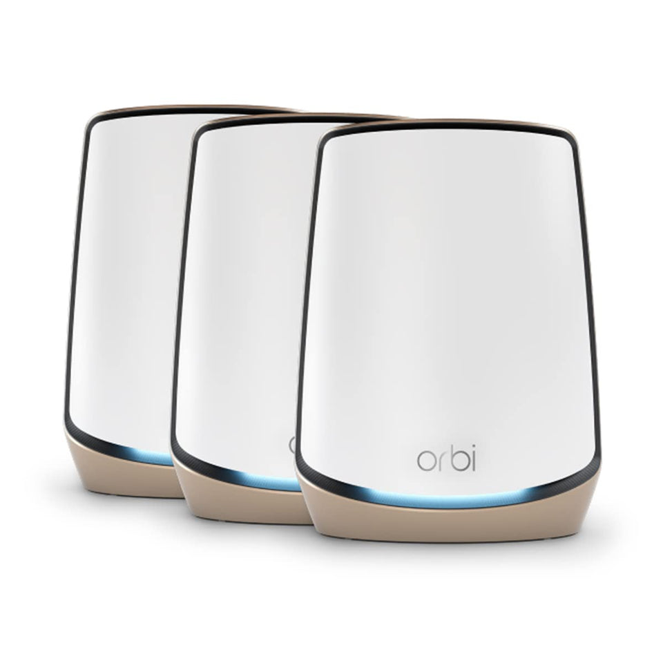 NETGEAR Orbi RBK863S router front view showing sleek design and strong performance