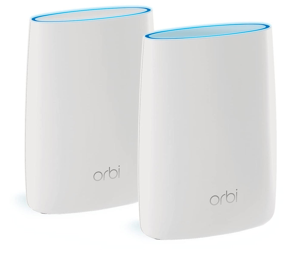 NETGEAR Orbi router AC3000 front view, delivering fast whole-home WiFi coverage.