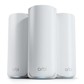 NETGEAR Orbi router front view showing tri-band WiFi 7 for fast home coverage