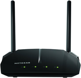 NETGEAR R6120 front view, compact router for reliable dual-band coverage.