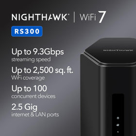 NETGEAR RS300 back ports highlight multi-gig Ethernet for fast wired connections.