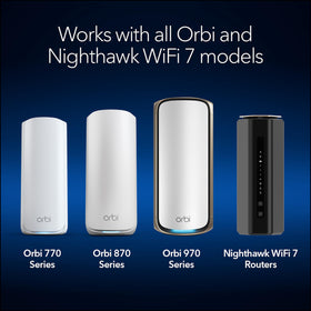 NETGEAR scale comparison with hand showing compact footprint benefit