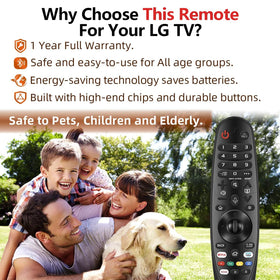 Nettech LG remote close-up of buttons emphasizes durable design for long-term use.