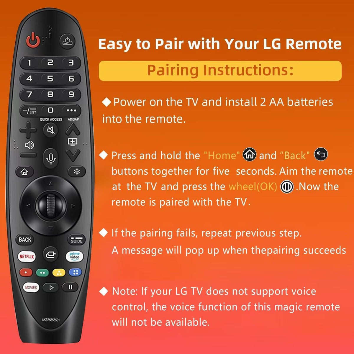 Nettech LG remote compatibility graphic shows compatibility with 2018–2025 LG Smart TVs.