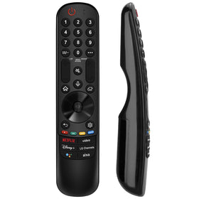 Nettech LG remote front view showing ergonomic grip and quick-access keys