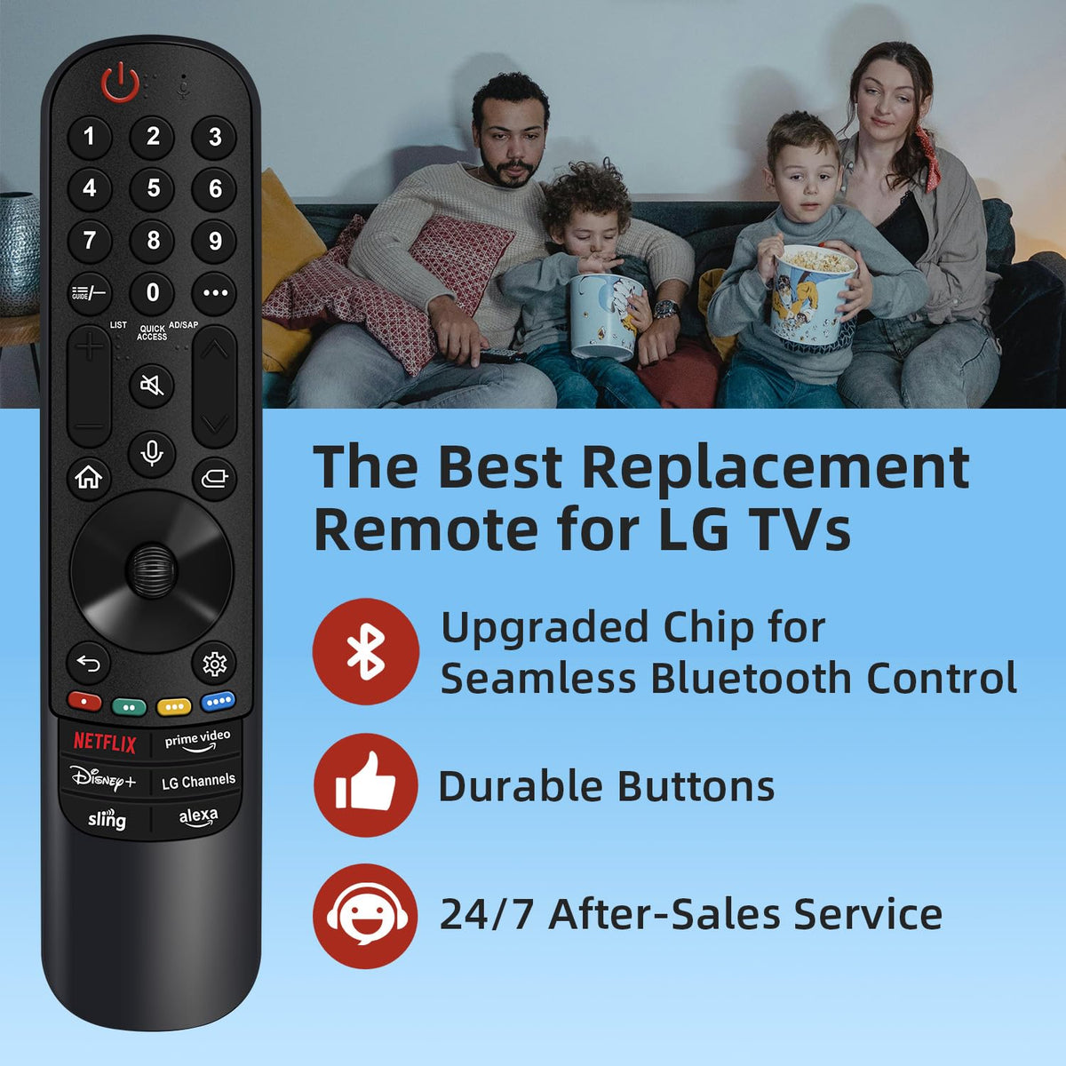 Nettech magic remote ergonomic design improves comfortable viewing sessions.