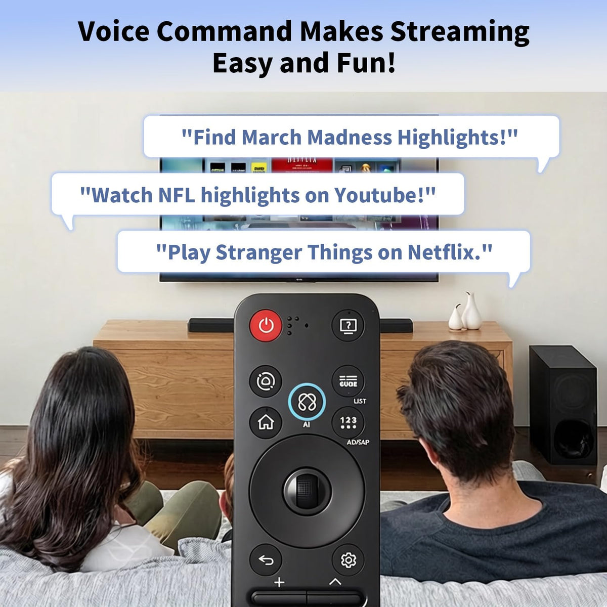 Nettech remote pointing at TV demonstrating pointer cursor ease and control