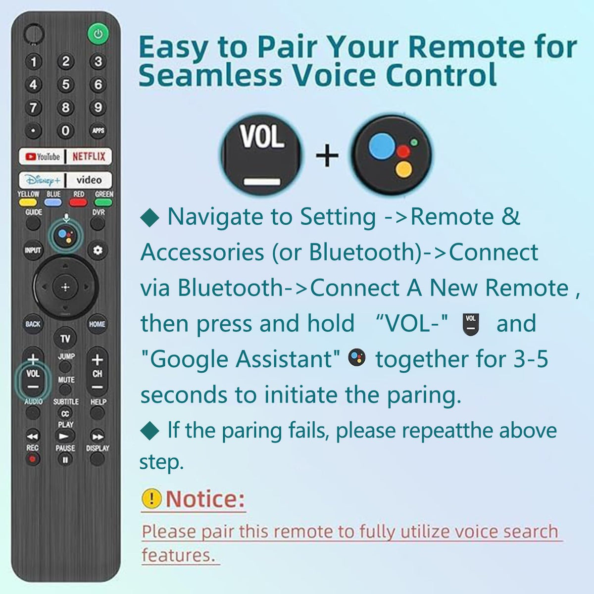 Nettech replacement remote packaging image shows 1-year warranty and safe packaging.