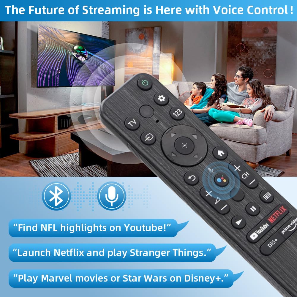 Nettech Bravia remote with voice control for hands-free commands.