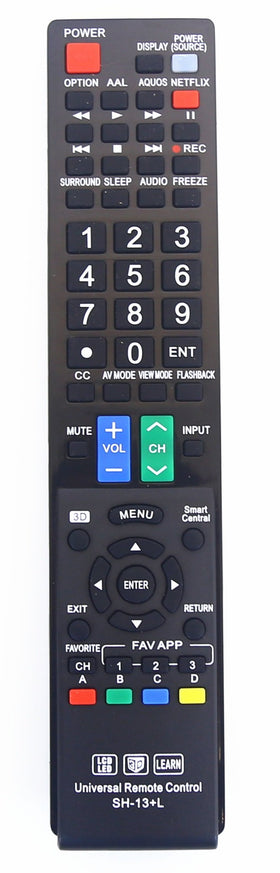 Nettech Sharp GB004WJSA remote—front view for universal TV control