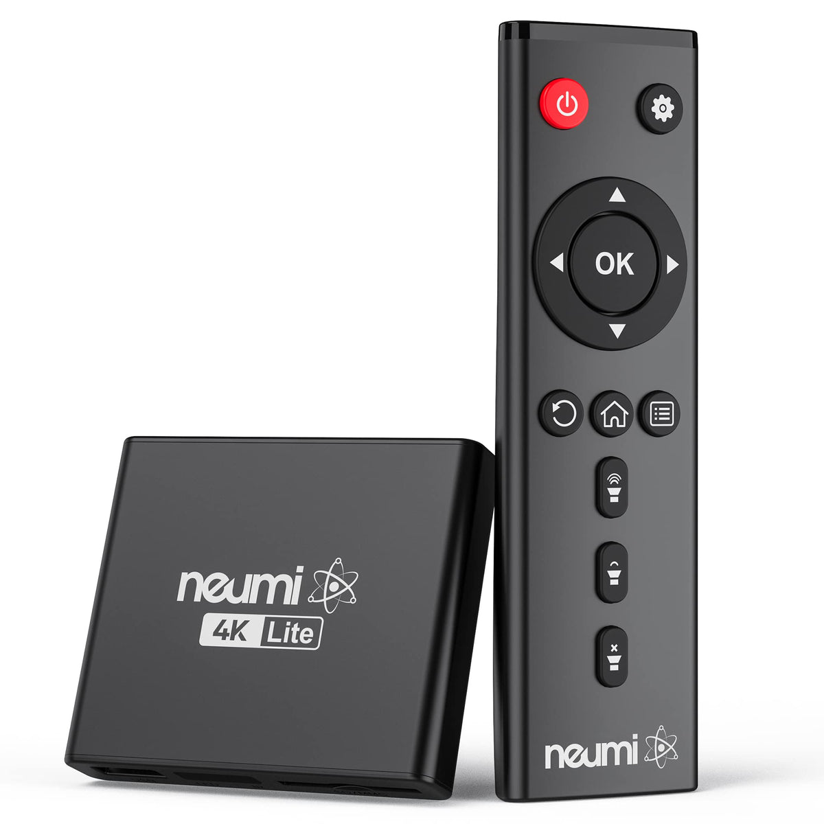 NEUMI Atom 4K Lite front view showing compact player, ideal for easy media playback