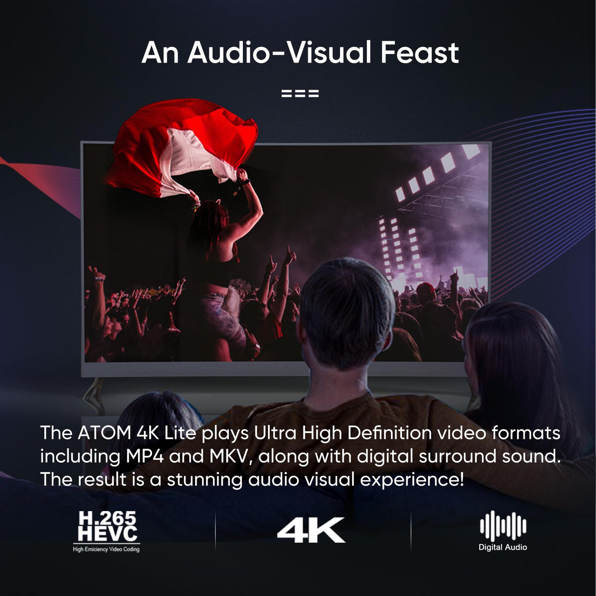 NEUMITECH ATOM 4K remote with on-screen menu for quick file browsing and playback control