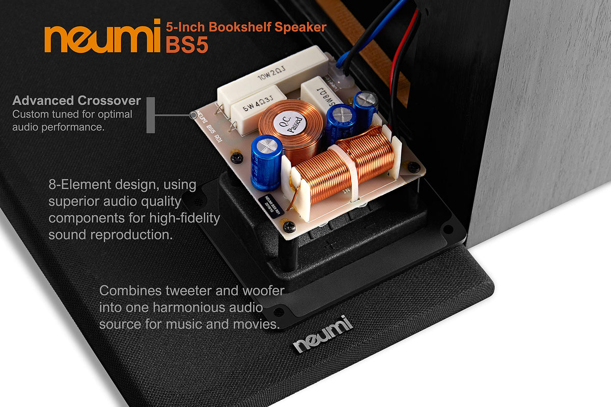 Compact bookshelf speakers with a low-profile footprint.