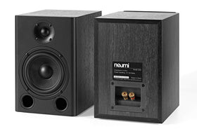 Pair of NEUMITECH BS5 in dark wood finish for versatile spaces.
