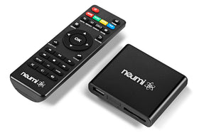 NEUMITECH NEUMI Atom front view showing compact player and clear ports, ideal for space-saving setups