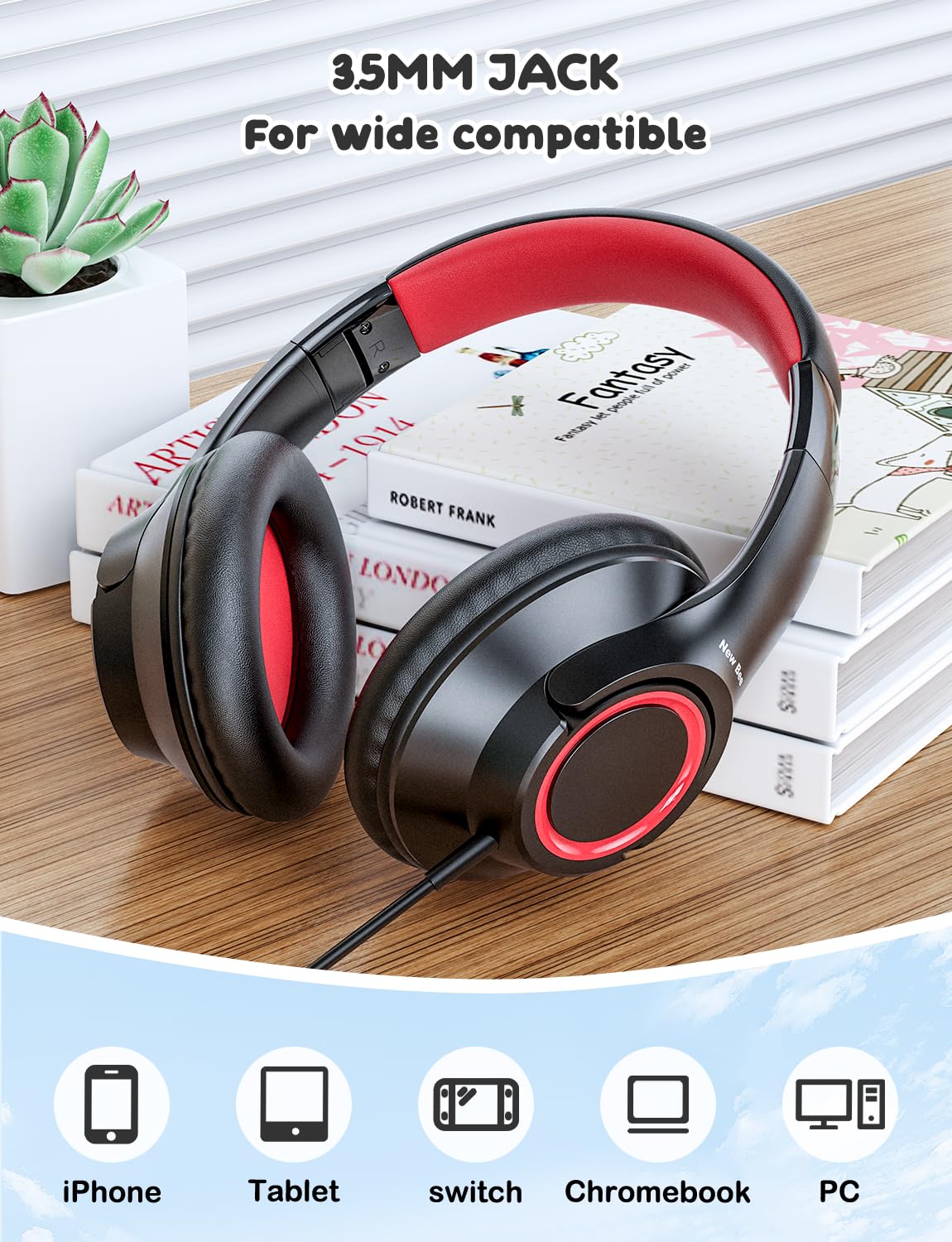 New Bee Kids Headphones 3-5mm compatibility for wide device use
