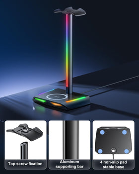 New Bee RGB headphone stand base with non-slip pad for stability.