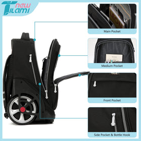 NEW TILAMI rolling backpack adjustable handle provides comfortable, extended use during daily trips