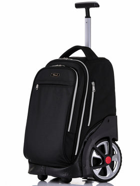 NEW TILAMI 19-inch rolling backpack front view shows organized storage for school and travel